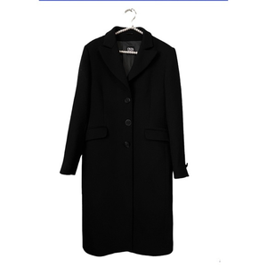 Cinzia Rocca‎ Black 100% Cupro Long Coat Size US10